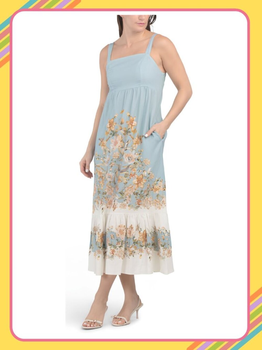RACHEL ZOE Linen Blend Midi Dress – Size M